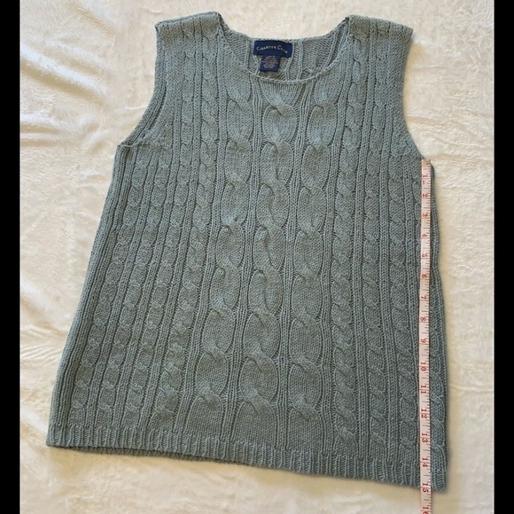 Charter Club Sage Green Cable Knit Sweater Vest Size Small. - Picture 7 of 7